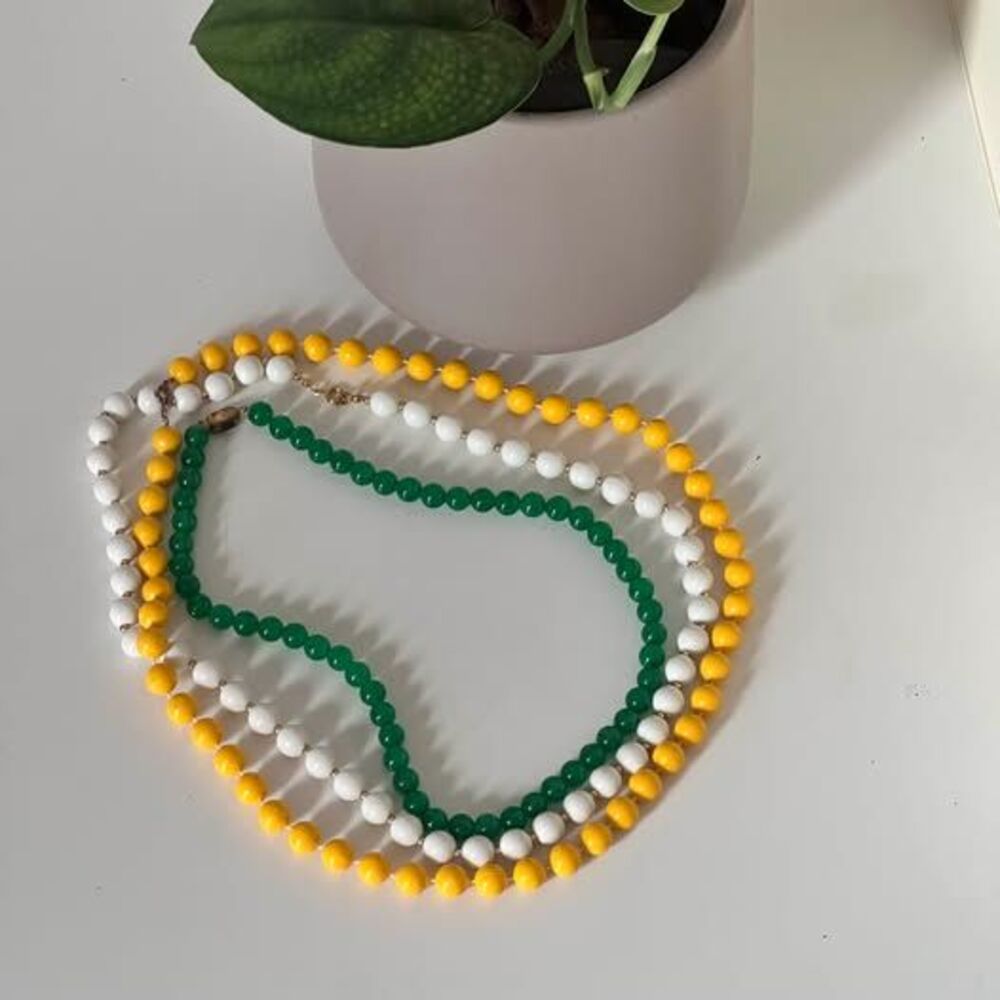 Vintage Dopamine Beaded Necklace Trio Color-Block Set